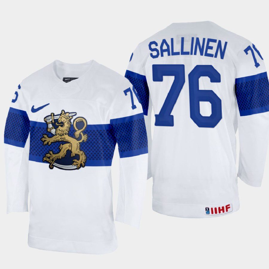 finland hockey jere sallinen 2022 iihf world championship home jersey white