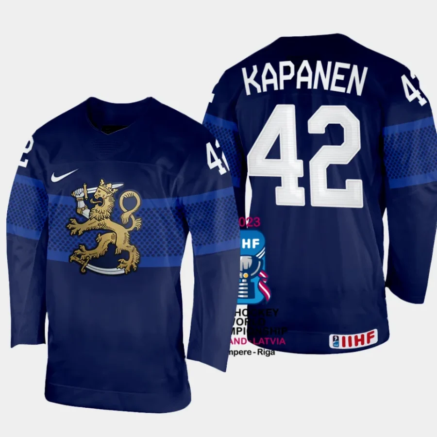 finland hockey kasperi kapanen 2023 iihf world championship men away jersey navy