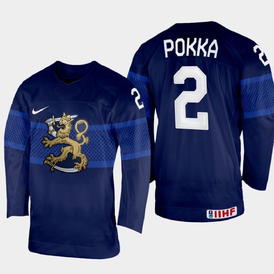 finland hockey ville pokka 2022 iihf world championship away jersey navy