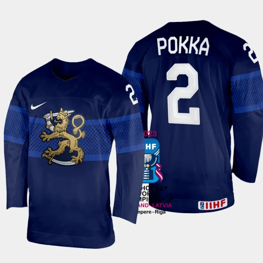 finland hockey ville pokka 2023 iihf world championship men away jersey navy