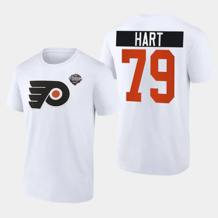 flyers carter hart white 2024 nhl stadium series logo t shirt