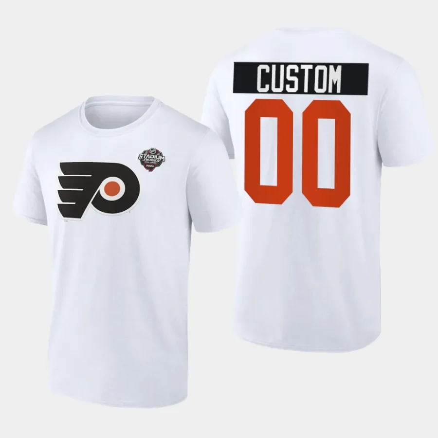 flyers custom white 2024 nhl stadium series logo t shirt