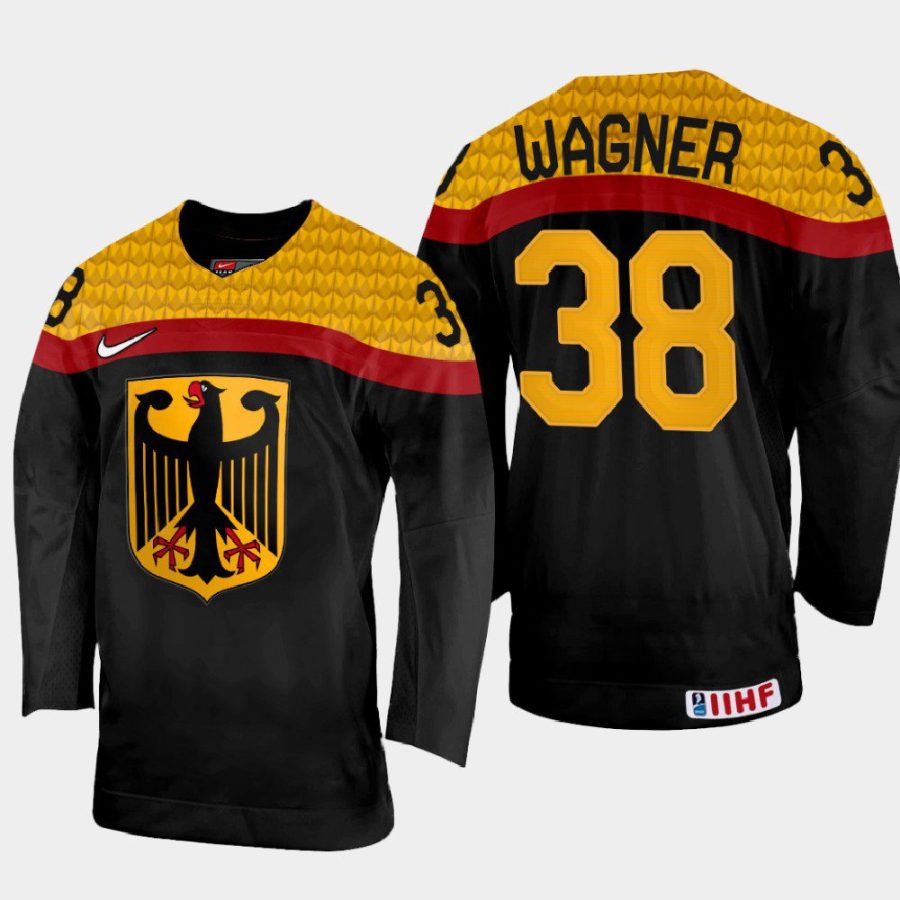 germany hockey fabio wagner 2022 iihf world championship away jersey black