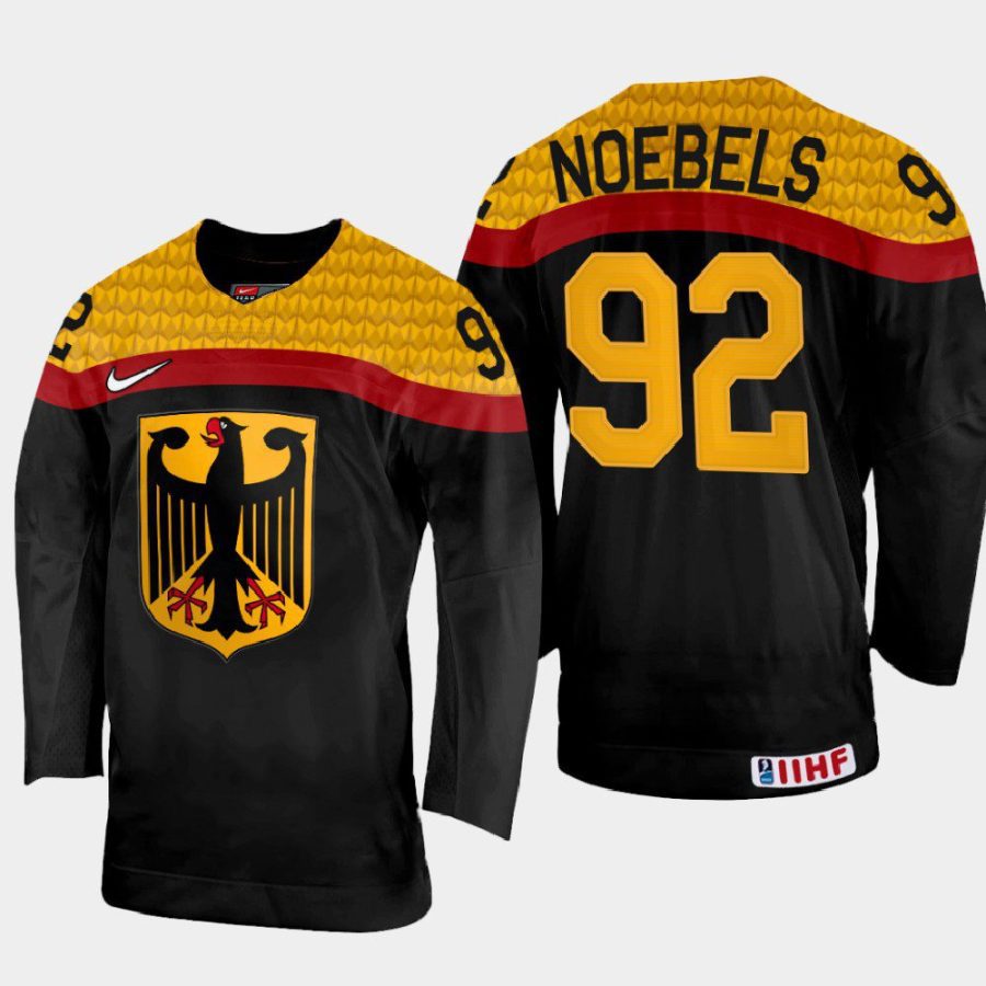 germany hockey marcel noebels 2022 iihf world championship away jersey black