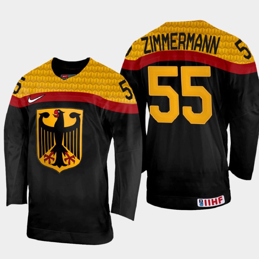 germany hockey mario zimmermann 2022 iihf world championship away jersey black