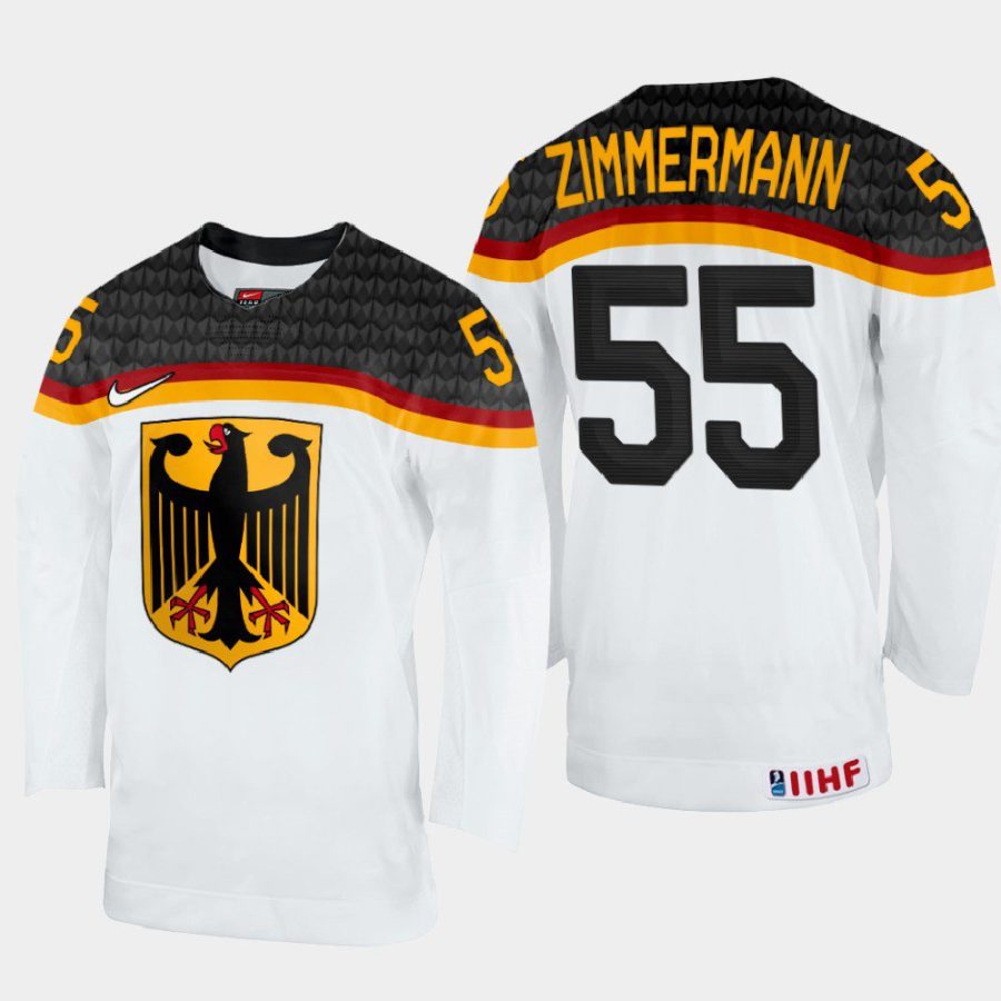 germany hockey mario zimmermann 2022 iihf world championship home jersey white