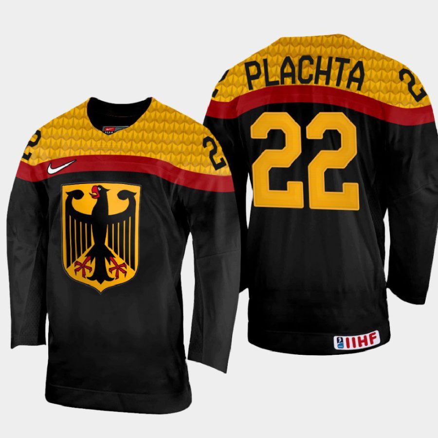 germany hockey matthias plachta 2022 iihf world championship away jersey black