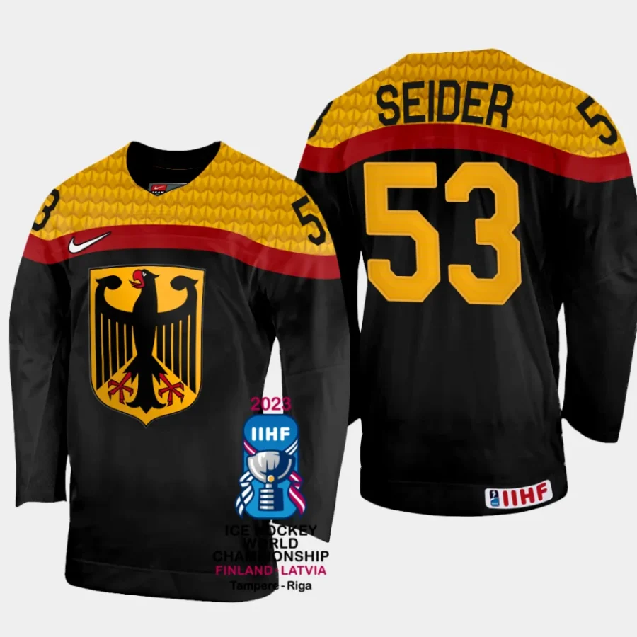 germany hockey moritz seider 2023 iihf world championship men away jersey black