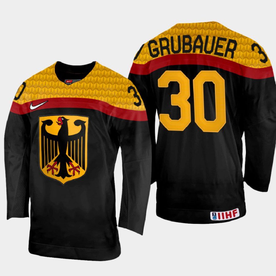 germany hockey philipp grubauer 2022 iihf world championship away jersey black