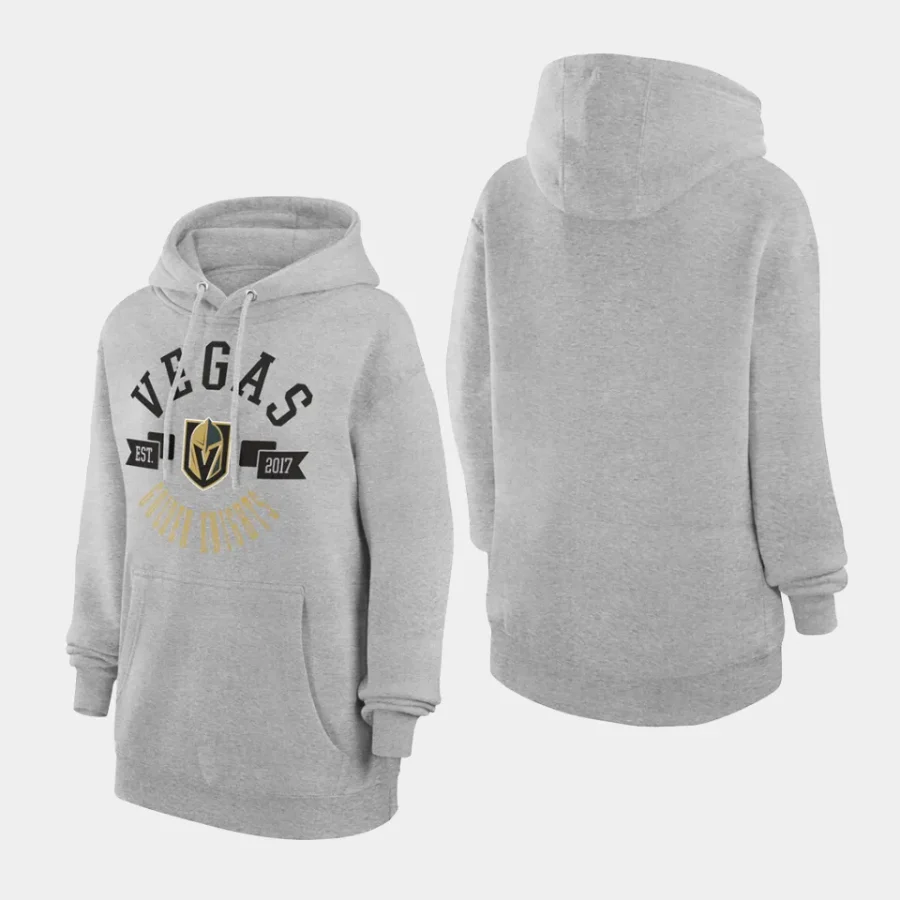 golden knights women heather gray city graphic fleece pullover hoodie