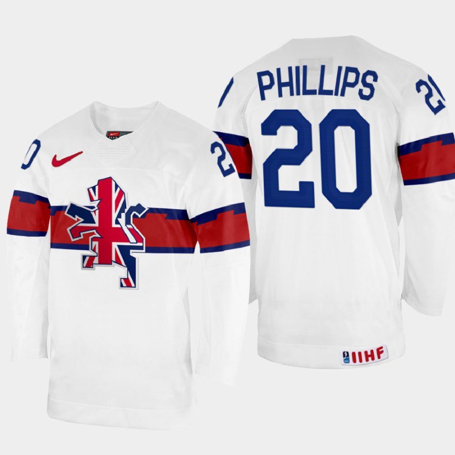 great britain hockey jonathan phillips 2022 iihf world championship home jersey white