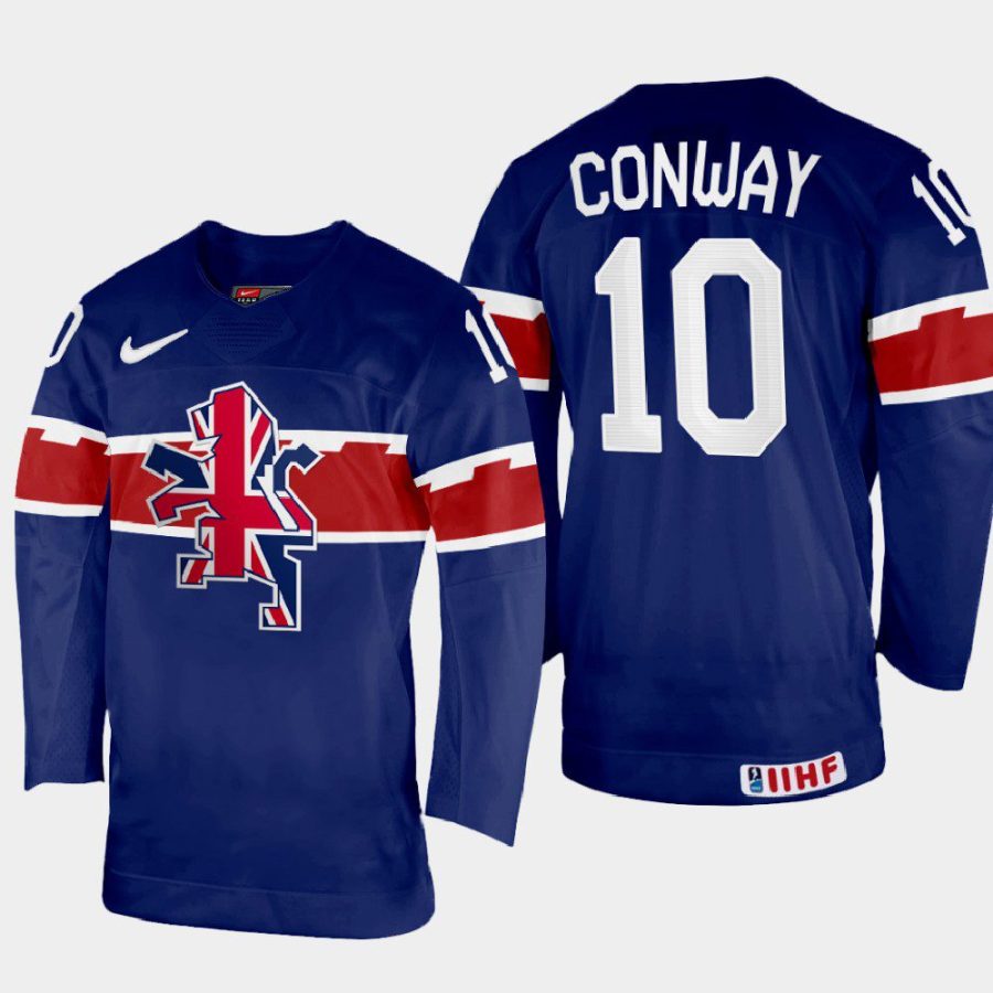 great britain hockey scott conway 2022 iihf world championship away jersey navy