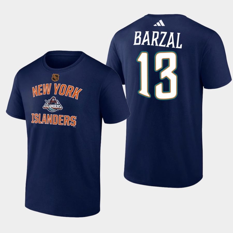 islanders mathew barzal navy reverse retro 2.0 wheelhouse t shirt