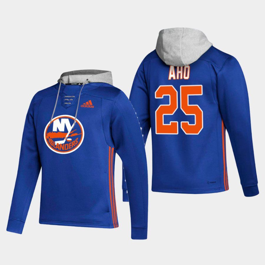 islanders sebastian aho blue skate lace up hoodie