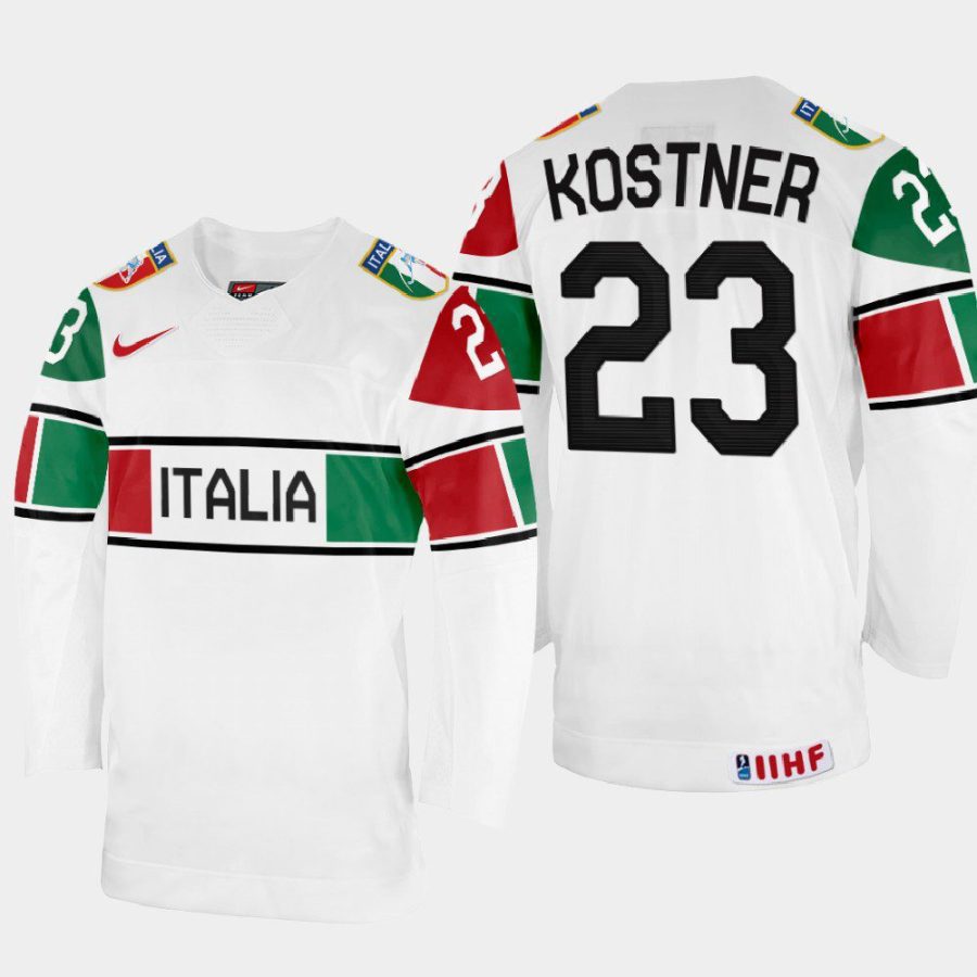 italy hockey diego kostner 2022 iihf world championship home jersey white