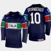 italy hockey peter spornberger 2022 iihf world championship away jersey navy