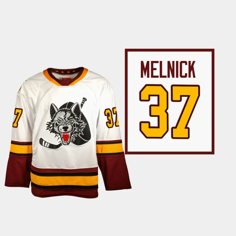 josh melnick chicago wolves white 2023 24ahl authentic quicklite 30th season jersey