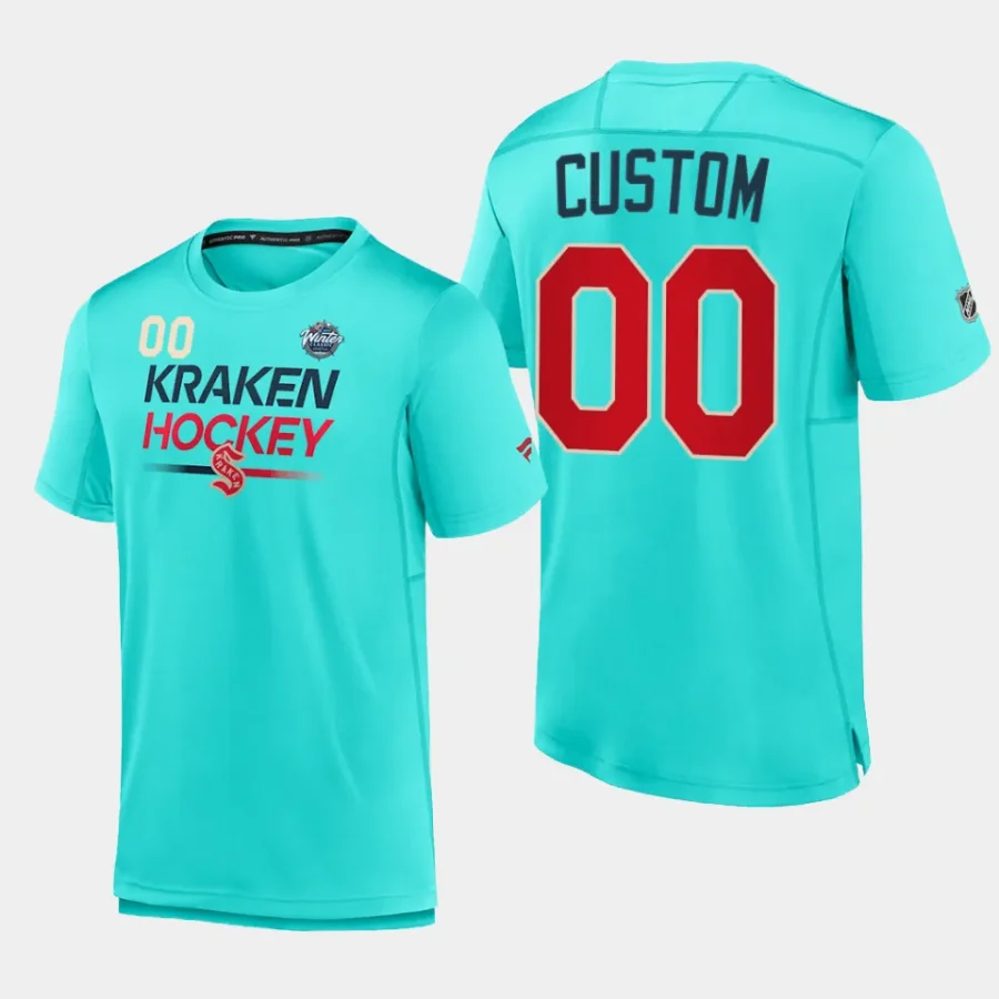 kraken custom light blue authentic pro tech 2024 winter classic t shirt