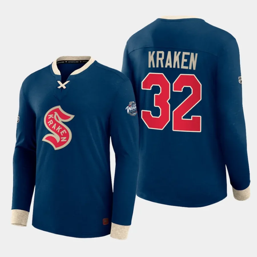 kraken navy authentic pro 2024 nhl winter classic t shirt