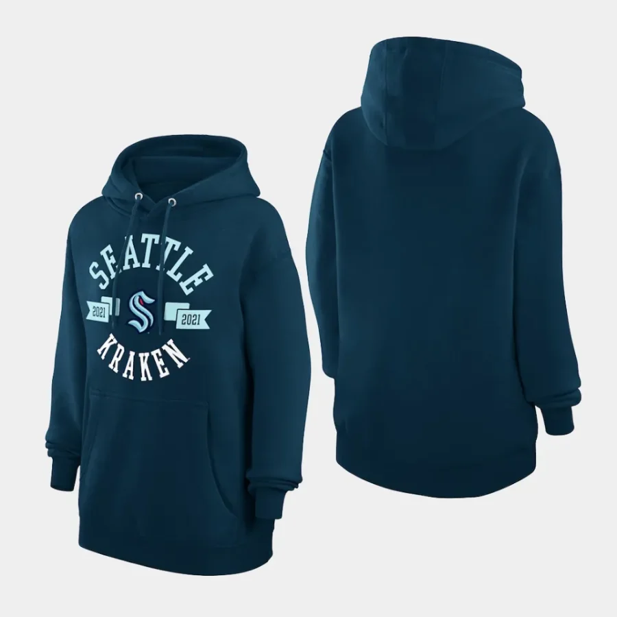 kraken women navy city graphic fleece pullover hoodie