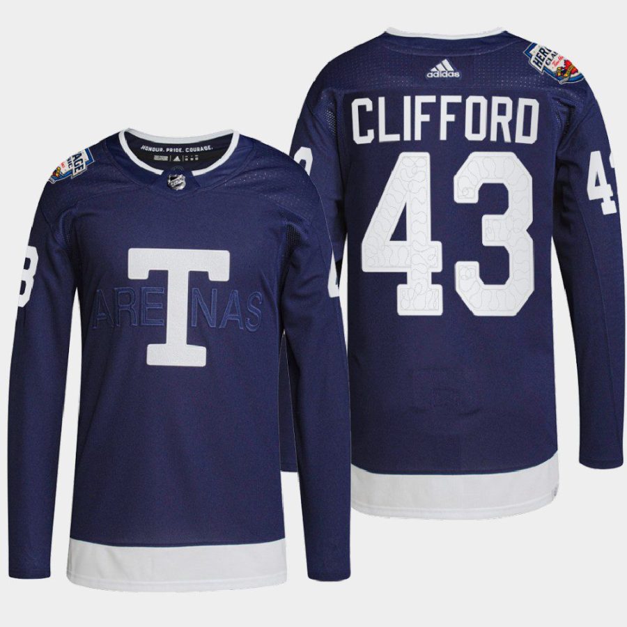 kyle clifford maple leafs navy 2022 heritage classic authentic jersey