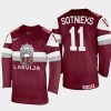 latvia hockey kristaps sotnieks 2022 iihf world championship away jersey maroon