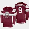 latvia hockey renars krastenbergs 2022 iihf world championship away jersey maroon