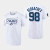 lightning mikhail sergachev white locker room 2022 eastern conference champs tee