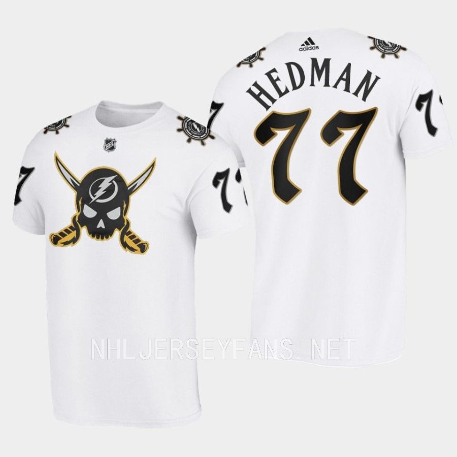 lightning victor hedman white gasparilla inspired skull logo t shirt