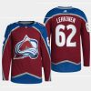 men avalanche artturi lehkonen 2022 primegreen authentic pro home burgundy jersey