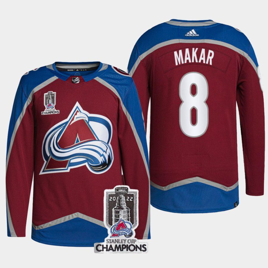 men avalanche cale makar men authentic pro 2022 stanley cup champions burgundy jersey