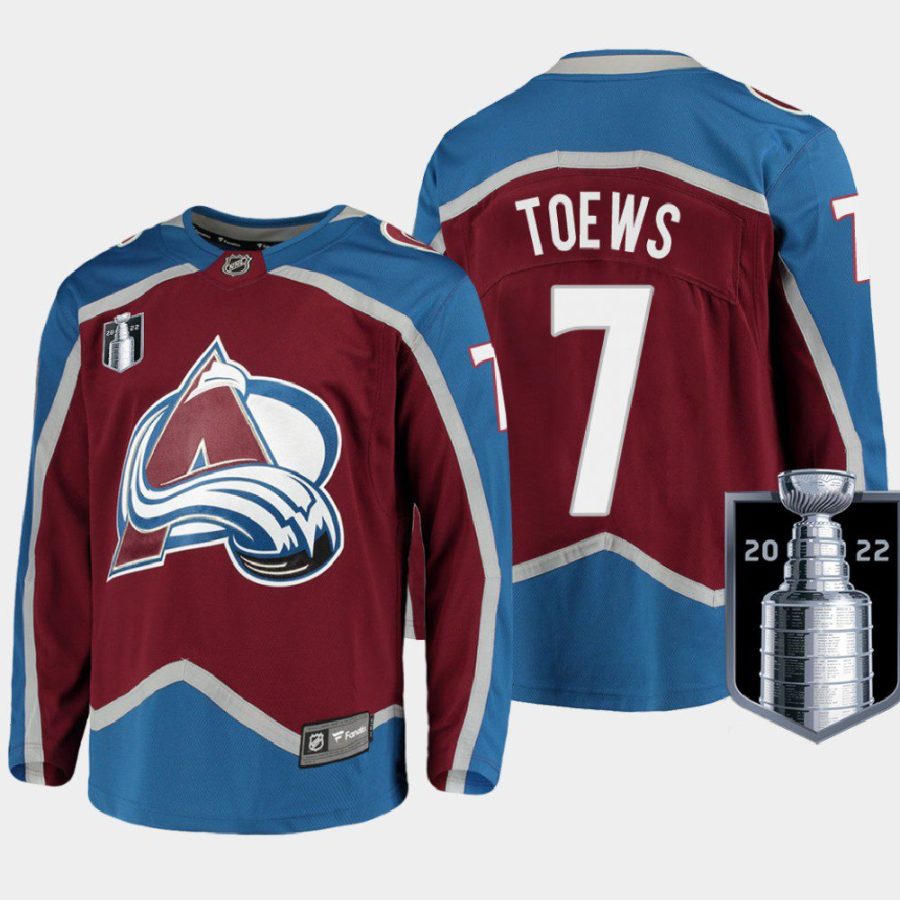 men avalanche devon toews home 2022 stanley cup finals burgundy jersey