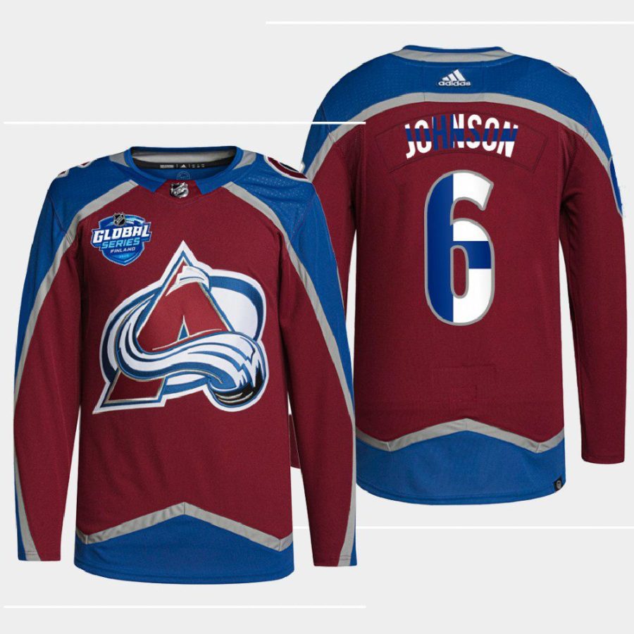 men avalanche erik johnson finland edition 2022 nhl global series burgundy jersey