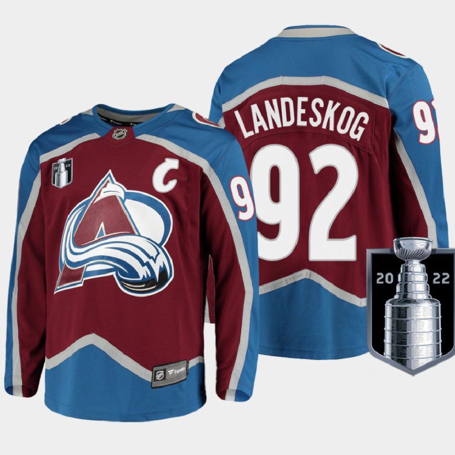 men avalanche gabriel landeskog home 2022 stanley cup finals burgundy jersey