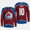 men avalanche riley tufte primegreen home authentic pro burgundy jersey