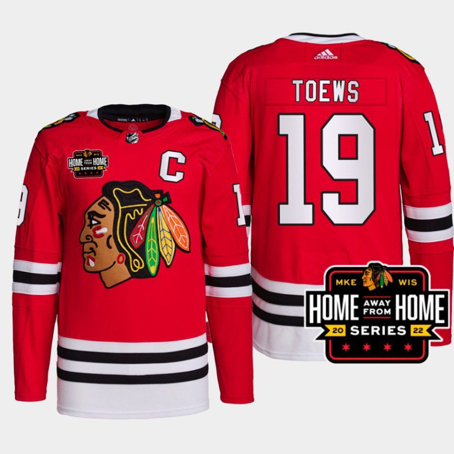 men blackhawks jonathan toews 2022 primegreen milwaukee home away from home red jersey