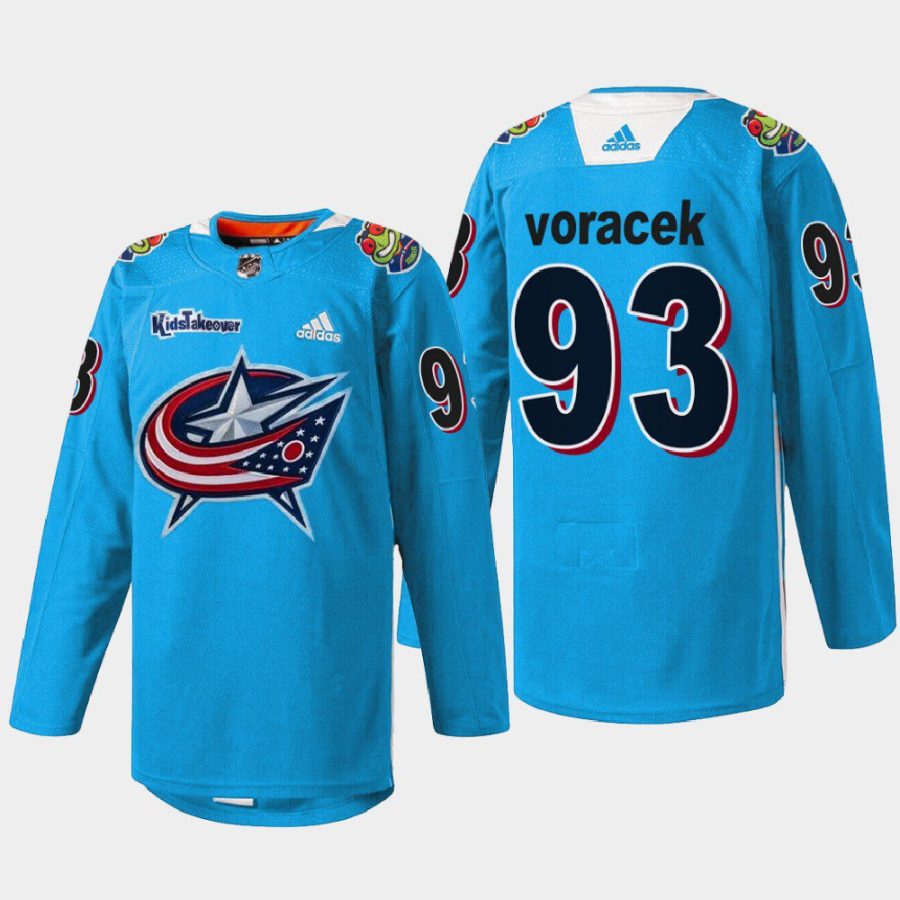 men blue jackets jakub voracek warmup kids takeover blue jersey