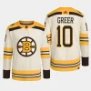 men bruins a.j. greer 2023 24 primegreen 100th anniversary authentic player cream jersey