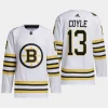 men bruins charlie coyle 2023 24 primegreen 100th anniversary authentic player white jersey