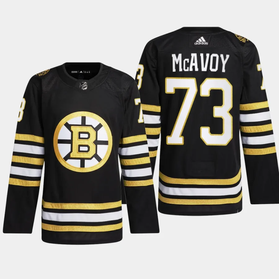 men bruins charlie mcavoy 2023 24 primegreen 100th anniversary authentic player black jersey