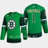 men bruins jeremy swayman 2023 st. patricks day primegreen authentic jersey green