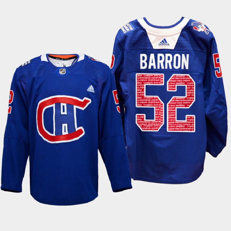 men canadiens justin barron special edition radioteledon 2022 royal jersey