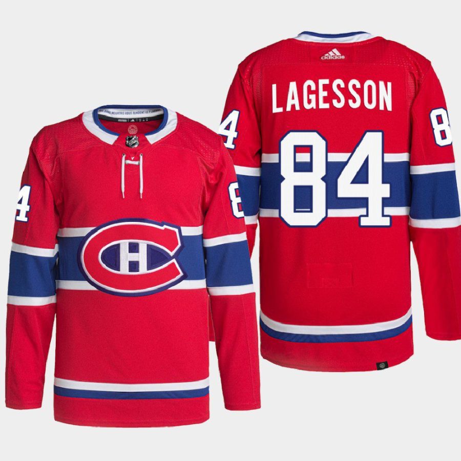 men canadiens william lagesson 2022 primegreen authentic pro home red jersey