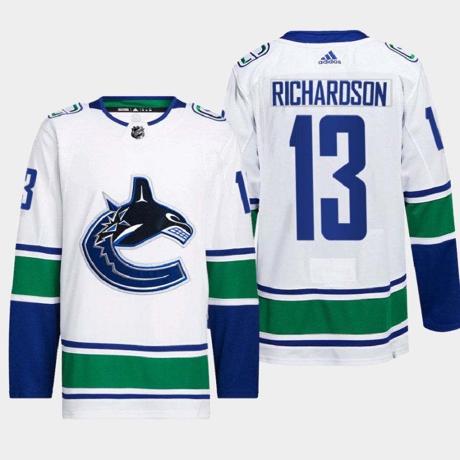 men canucks brad richardson 2022 primegreen authentic pro away white jersey