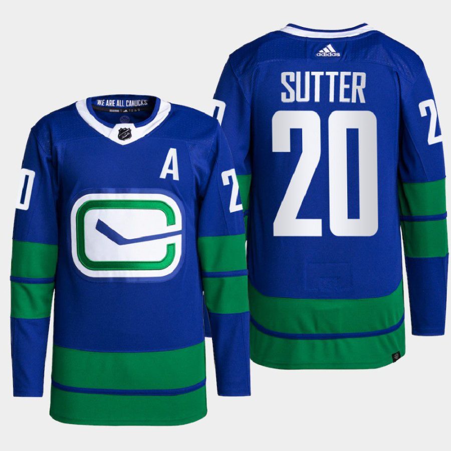 men canucks brandon sutter 2022 primegreen authentic pro alternate blue jersey