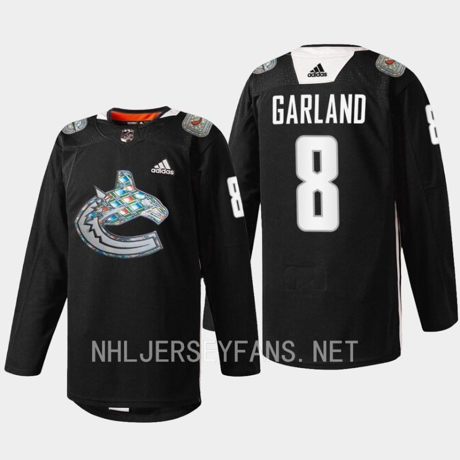 men canucks conor garland heritage warm up black history month 2023 black jersey