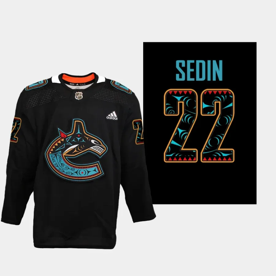 men canucks daniel sedin special edition first nations 2023 black jersey