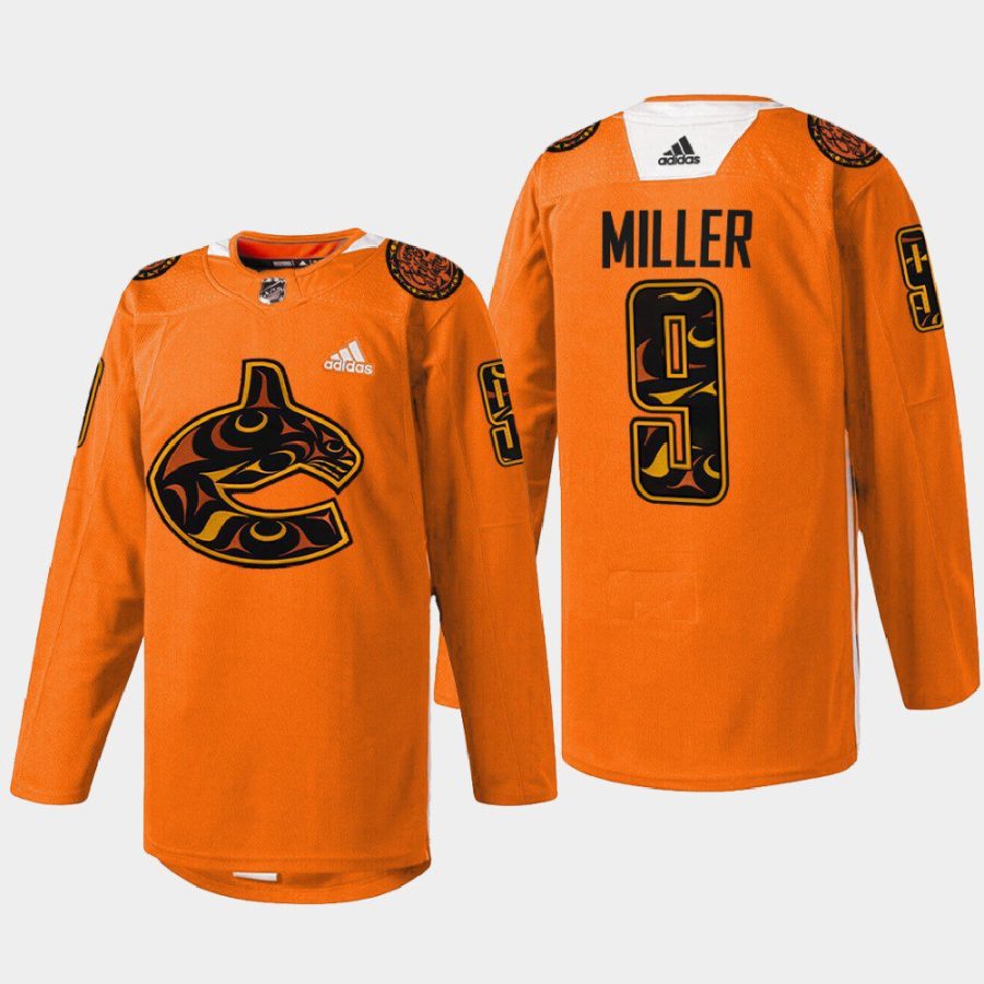 men canucks j.t. miller every child matters 2022 first nations night orange jersey