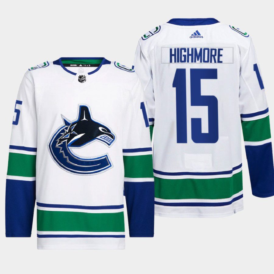 men canucks matthew highmore 2022 primegreen authentic pro away white jersey