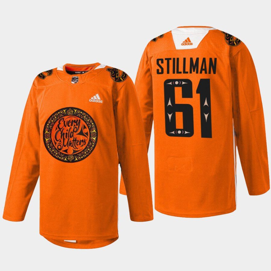 men canucks riley stillman 2022 warm up national day for truth and reconciliation orange jersey